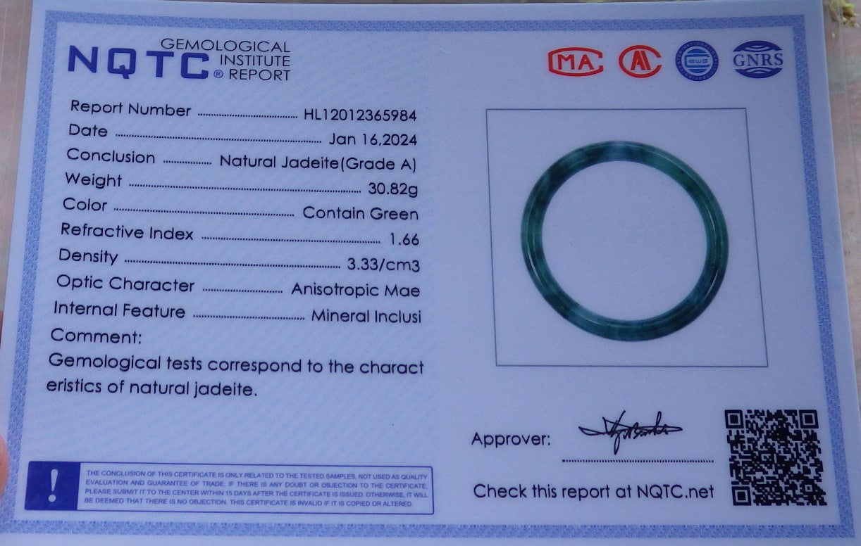 Certified Icy Green Burma 100% Natural A JADE Jadeite Circle Bangle Bracelet 57 mm 手镯 650137 TN