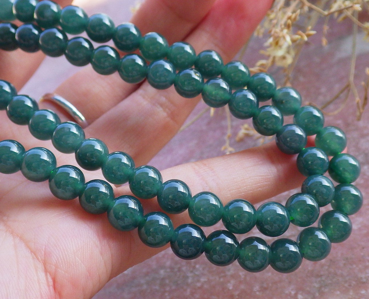 Certified Icy Green Burma 100% Natural A JADE Jadeite Bead Beads Necklace 27 inches 项链 640278 TN