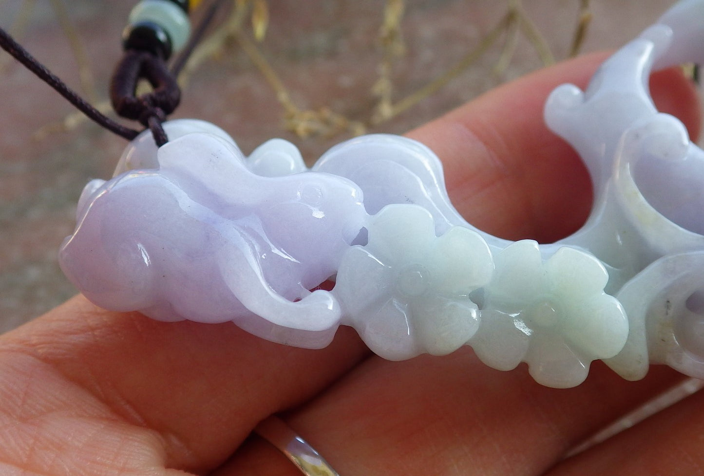Certified Lavender Green Burma 100% Natural A Jade jadeite Pendant Rabbit Monkey Flower Coin Necklace 兔子 650559 TN
