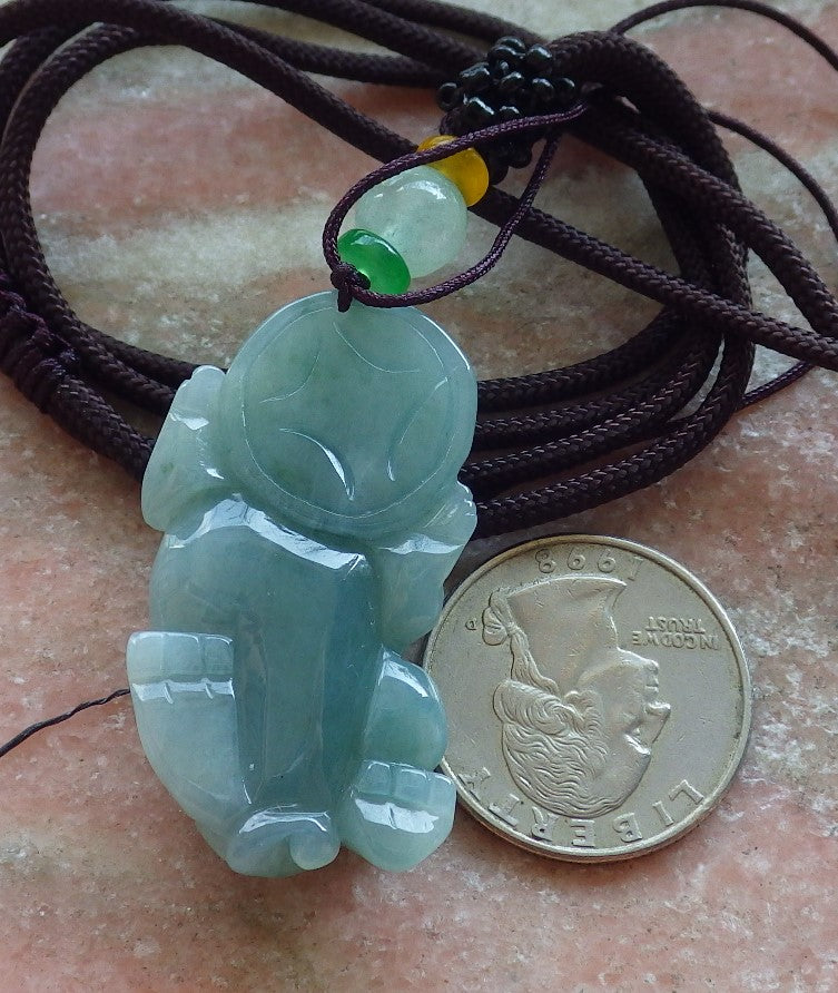 Certified Icy Green Burma 100% Natural A Jade jadeite Pendant Dragon Pi Xiu Ruyi Coin Necklace 风水貔貅 650920 TN