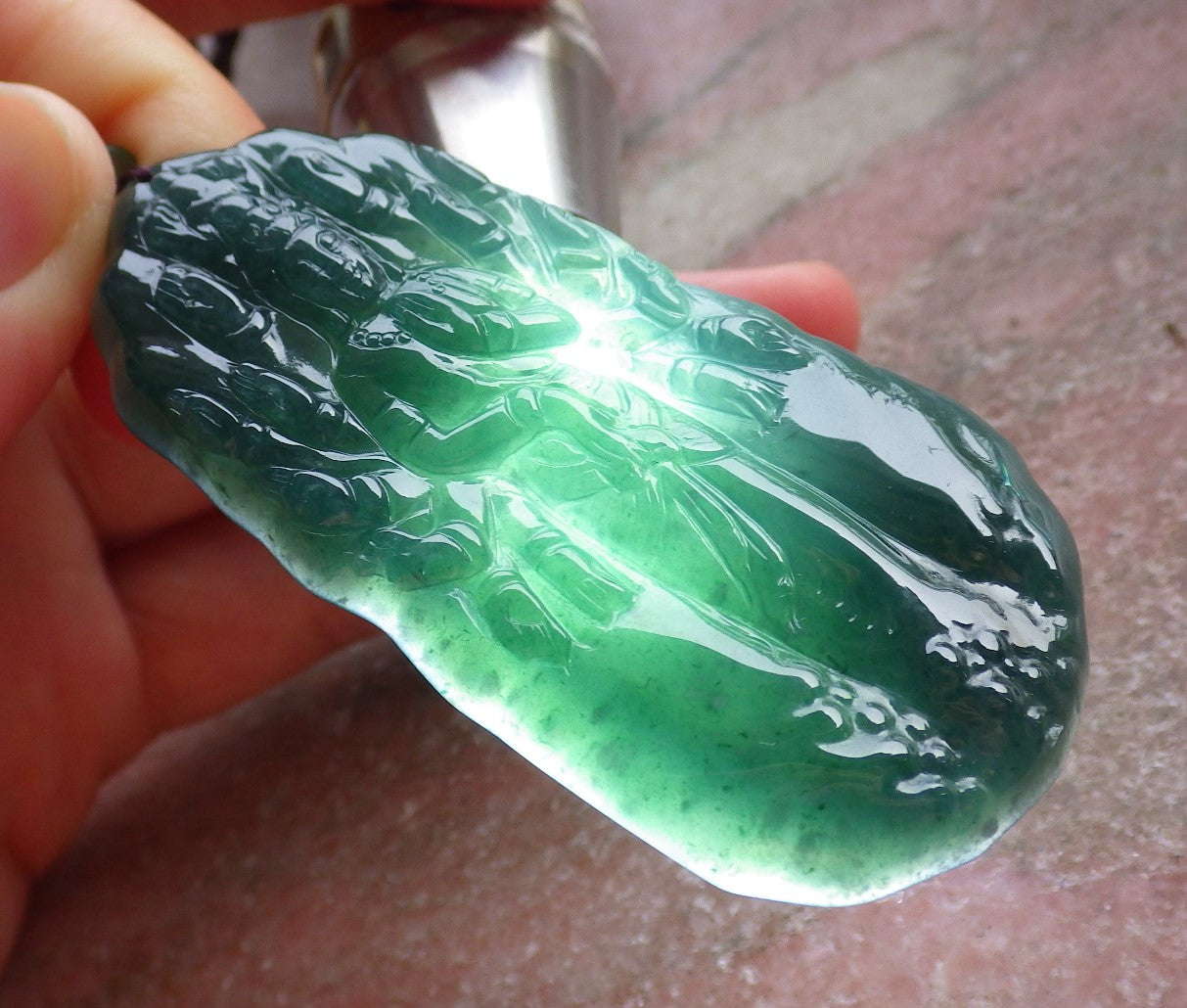 Certified Icy Green Burma 100% Natural A Jade jadeite Pendant 1000 Hand Guanyin Kwan Yin Necklace 观音 650998 TN