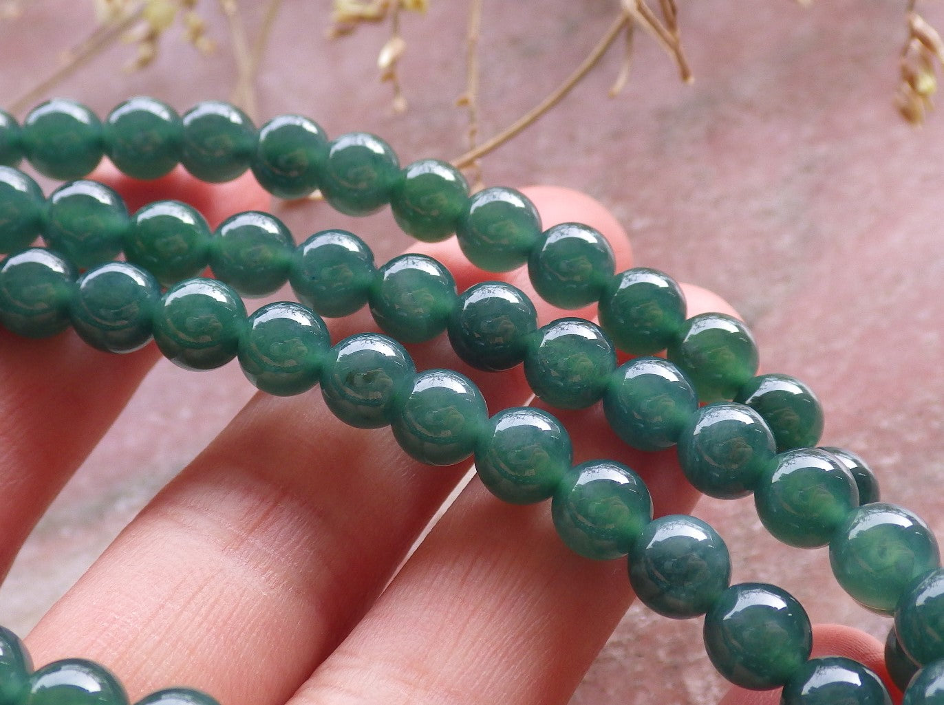 Certified Icy Green Burma 100% Natural A JADE Jadeite Bead Beads Necklace 27 inches 项链 651026 TN
