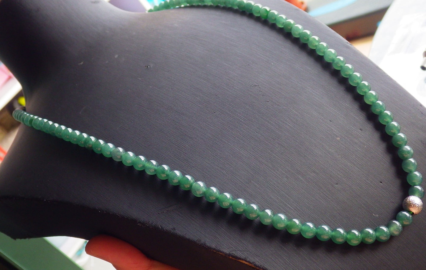 Certified Icy Green Burma 100% Natural A JADE Jadeite Bead Beads Necklace 27 inches 项链 651026 TN