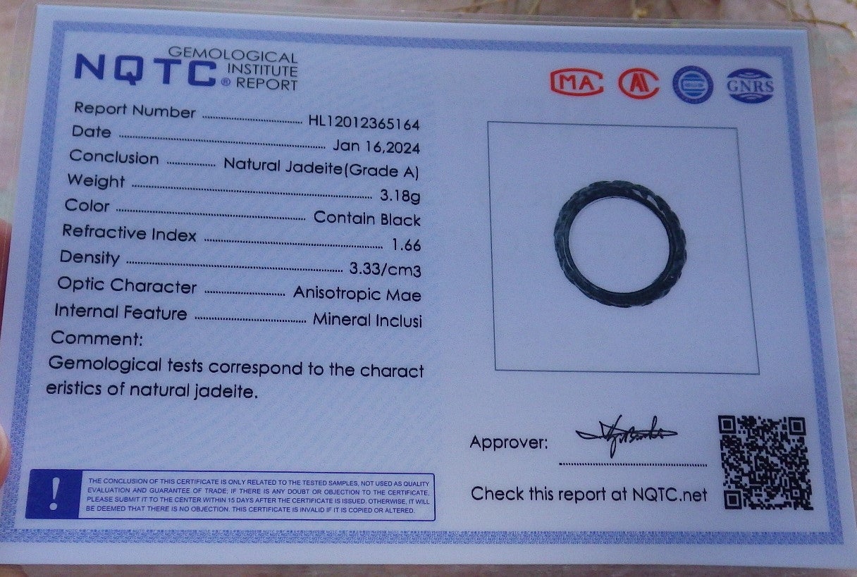 Certified Black Burma 100% Natural A JADE Jadeite Dragon RING USA. 5.5 龙戒指 651160 TN