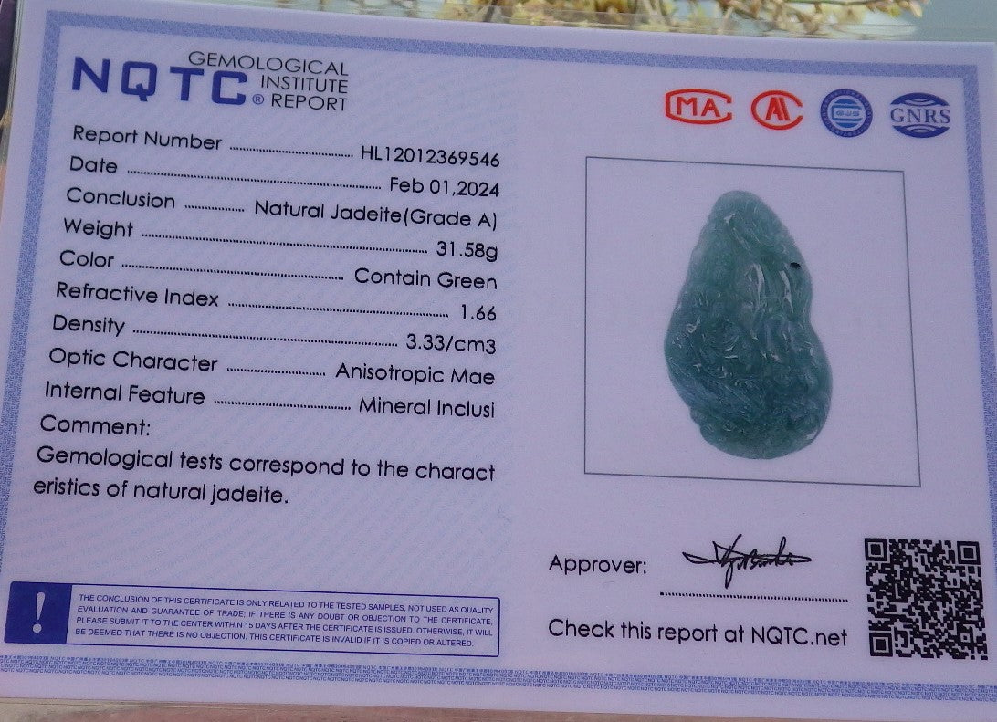 Certified Icy Green Lavender Burma 100% Natural A Jade jadeite Pendant Guanyin Kwan Yin Dragon Phoenix Lotus Flower Necklace 观音 651265 TN
