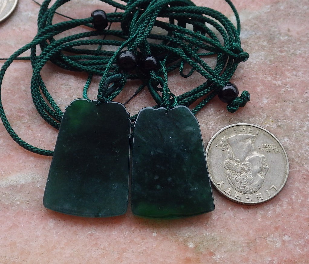 Pair Certified Icy Green Burma 100% Natural A Jade jadeite Pendant Dragon Phoenix Necklace 龙凤 651274 TN