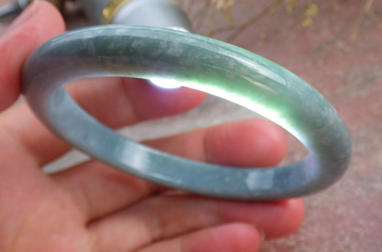 Certified Green Burma 100% Natural A JADE Jadeite Bangle Bracelet 57 mm 手镯 651319 TN