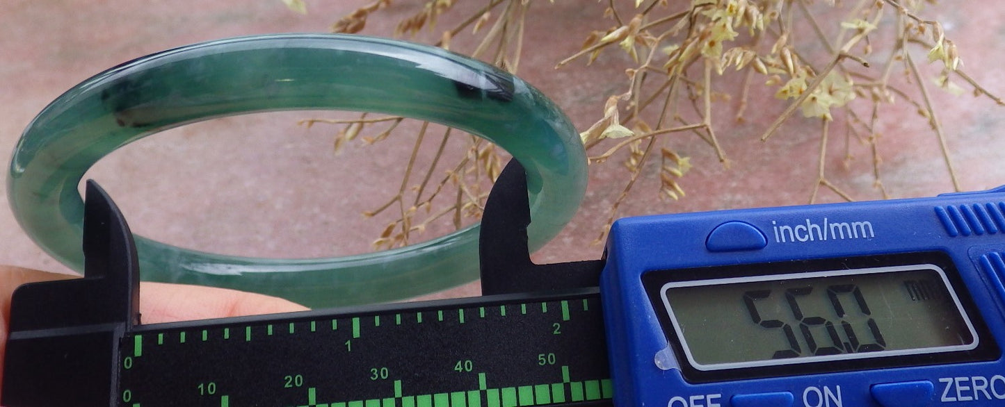 Certified Icy Green Burma 100% Natural A JADE Jadeite Circle Bangle Bracelet 56 mm 手镯 651329 TN
