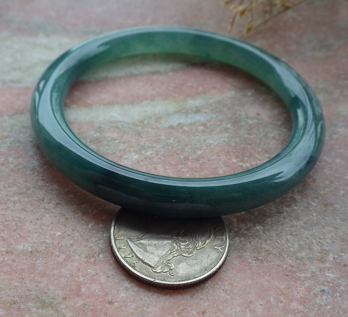 Certified Icy Green Burma 100% Natural A JADE Jadeite Circle Bangle Bracelet 56 mm 手镯 651341 TN