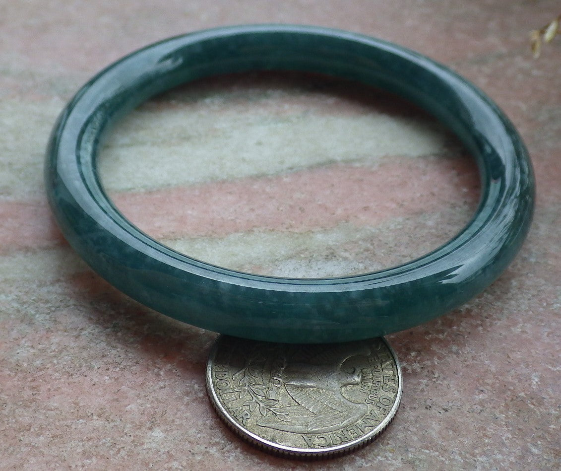 Certified Icy Green Burma 100% Natural A JADE Jadeite Circle Bangle Bracelet 56 mm 手镯 651403 TN