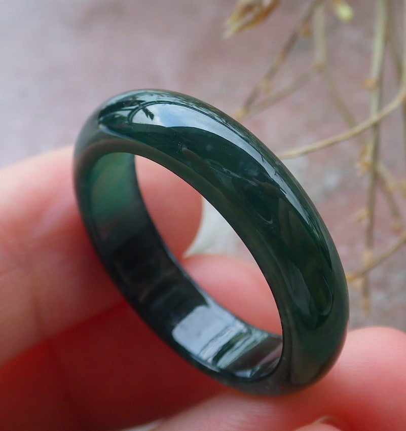 Certified Icy Green Burma 100% Natural A JADE Jadeite Circle RING USA. 11.5 戒指 651443 TN