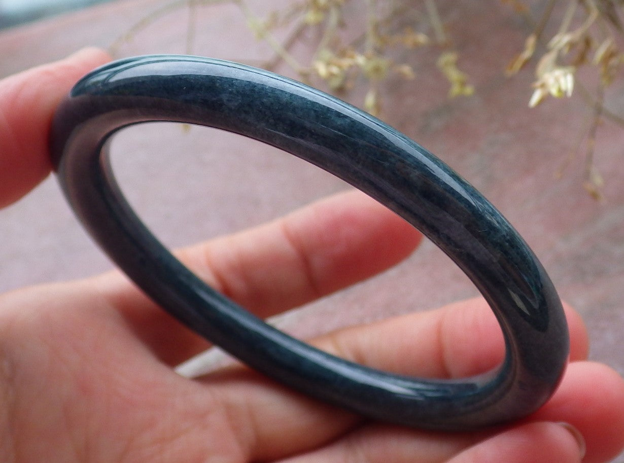 Certified Green Burma 100% Natural A JADE Jadeite Circle Bangle Bracelet 56 mm 手镯 651513 TN