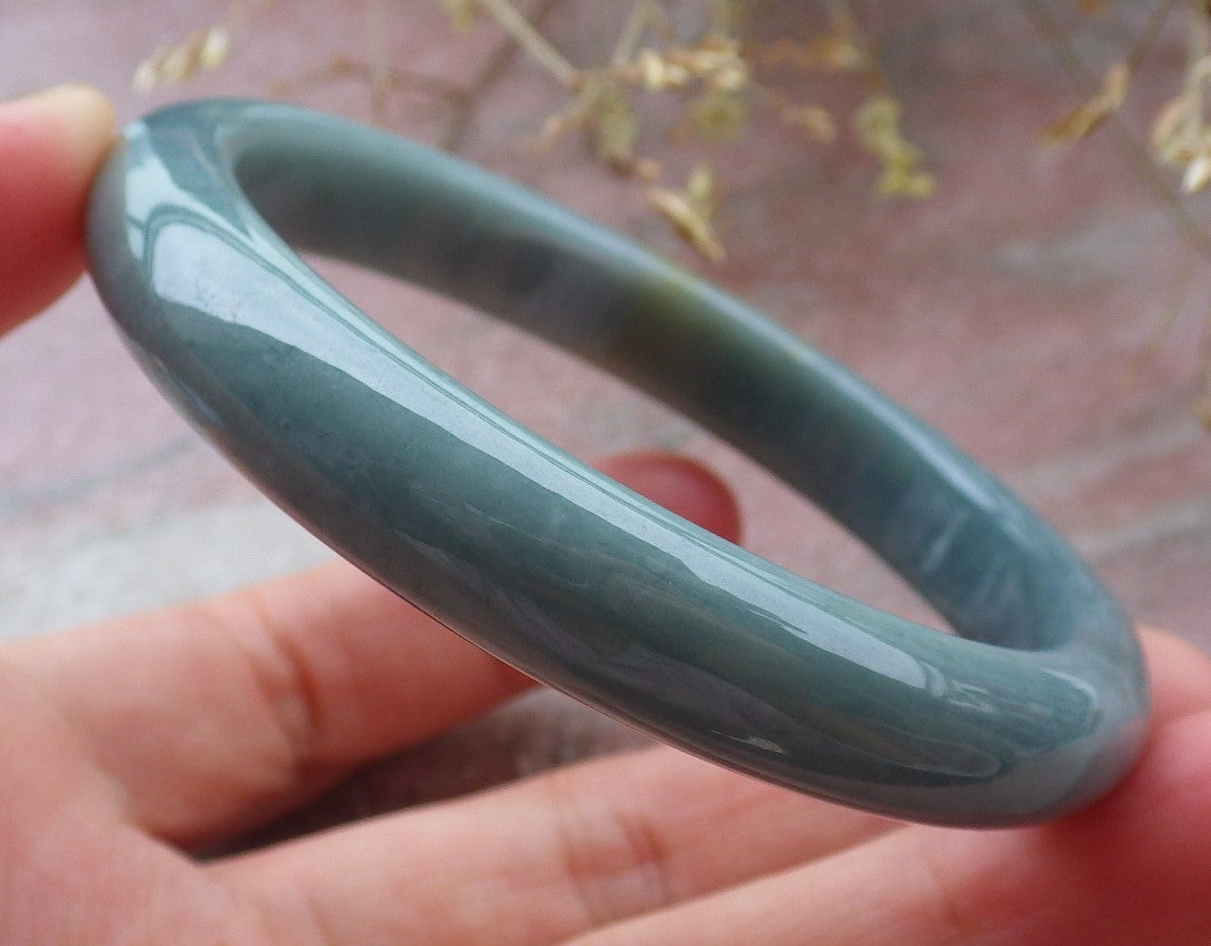 Certified Green Yellow Burma 100% Natural A JADE Jadeite Bangle Bracelet 57 mm 手镯 651529 TN