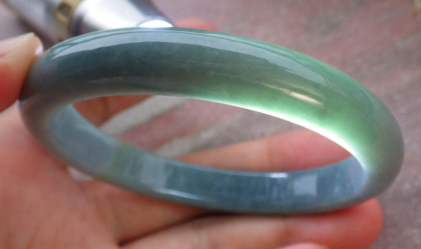 Certified Green Yellow Burma 100% Natural A JADE Jadeite Bangle Bracelet 57 mm 手镯 651529 TN