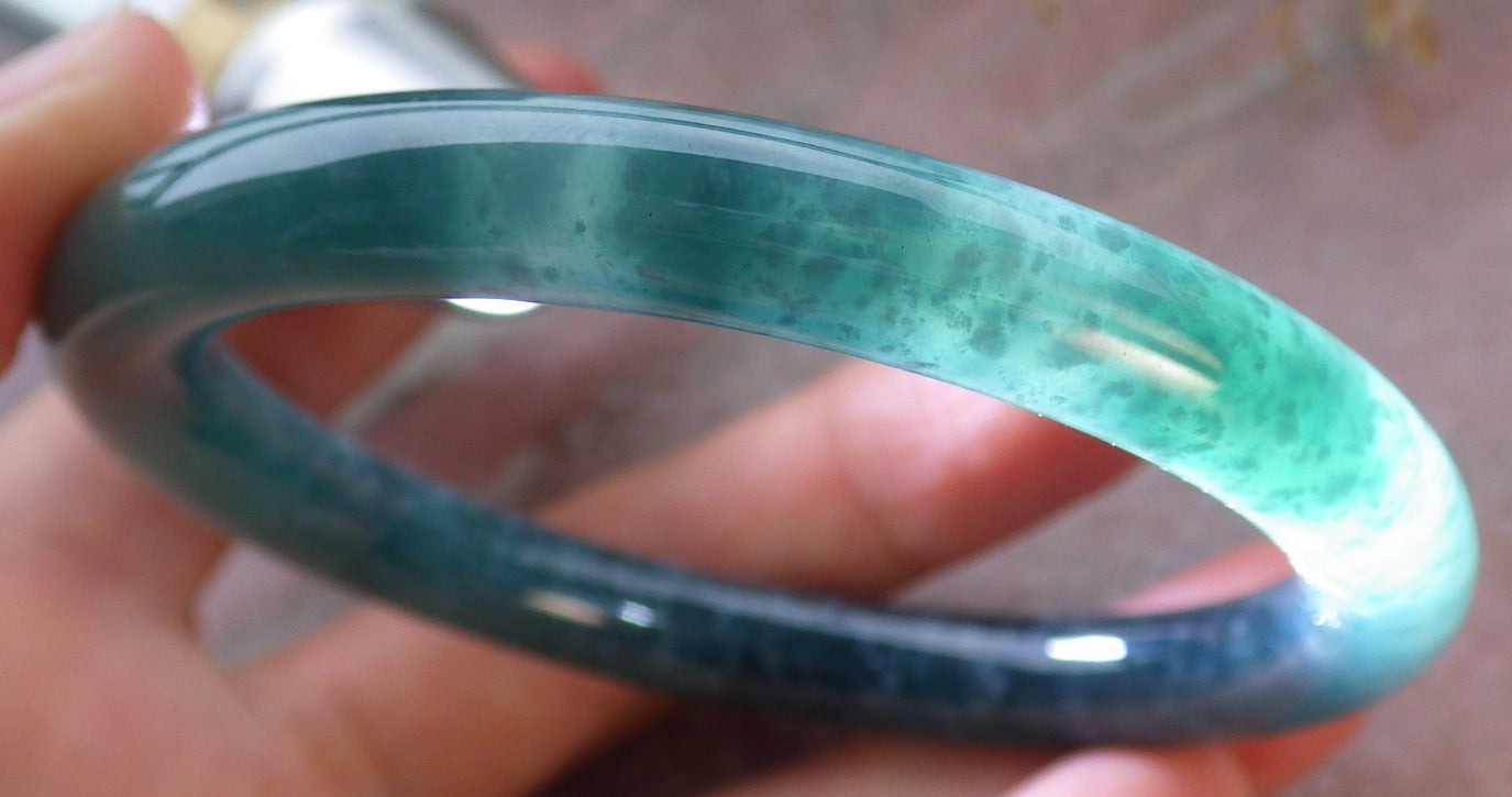 Certified Icy Green Burma 100% Natural A JADE Jadeite Circle Bangle Bracelet 56 mm 手镯 651549 TN