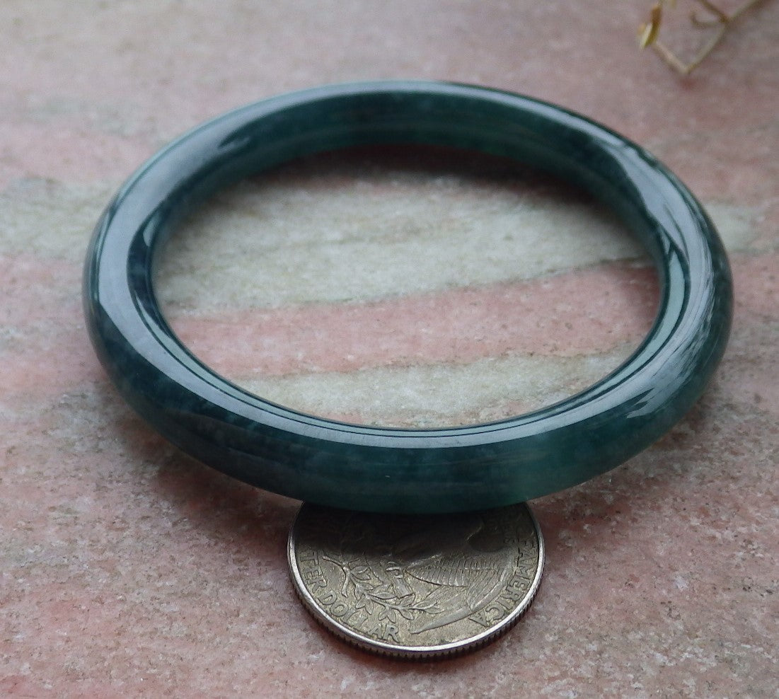 Certified Icy Green Burma 100% Natural A JADE Jadeite Circle Bangle Bracelet 56 mm 手镯 651549 TN