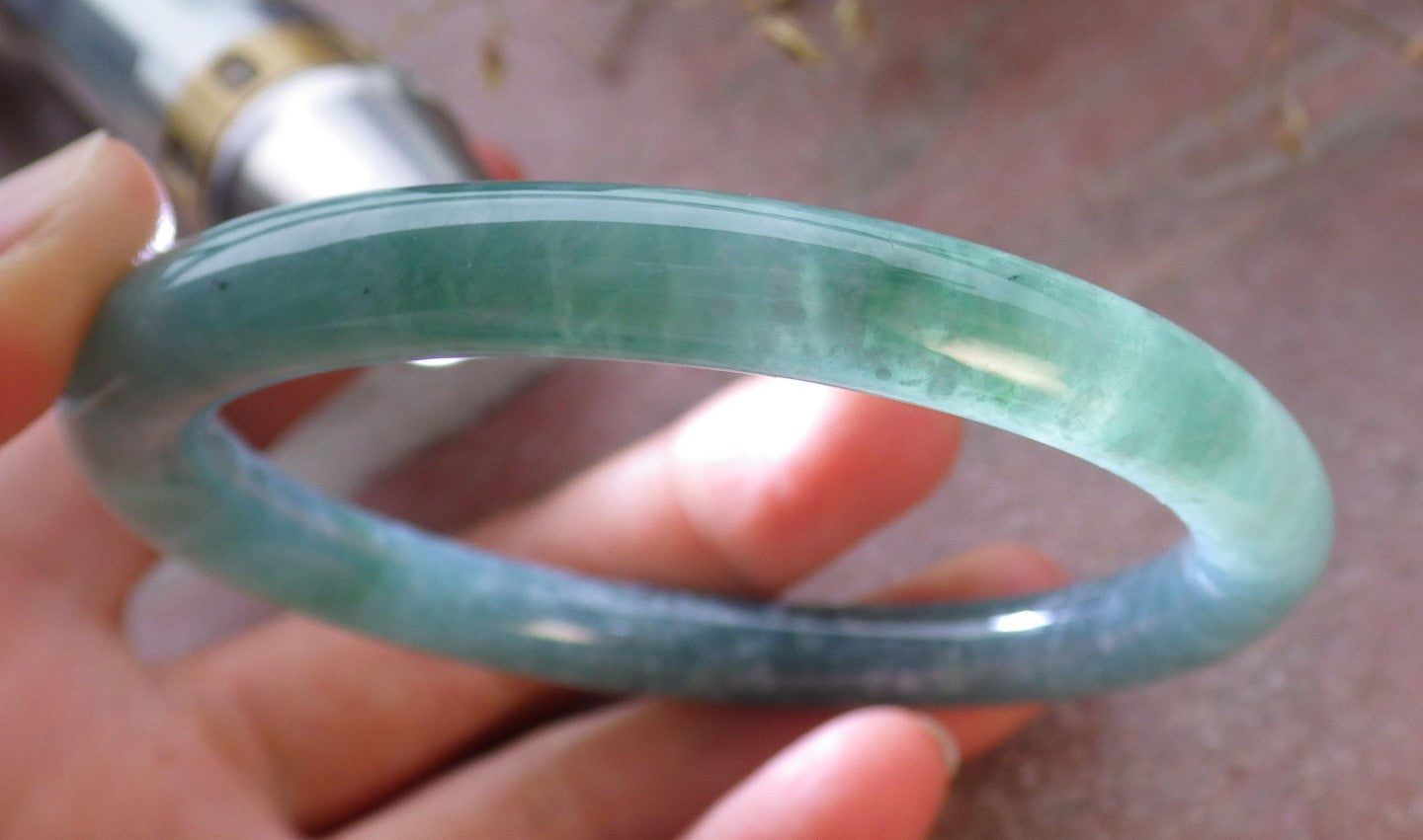 Certified Icy Green Burma 100% Natural A JADE Jadeite Circle Bangle Bracelet 59 mm 手镯 651560 TN