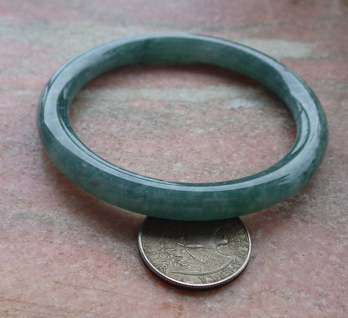 Certified Icy Green Burma 100% Natural A JADE Jadeite Circle Bangle Bracelet 59 mm 手镯 651560 TN