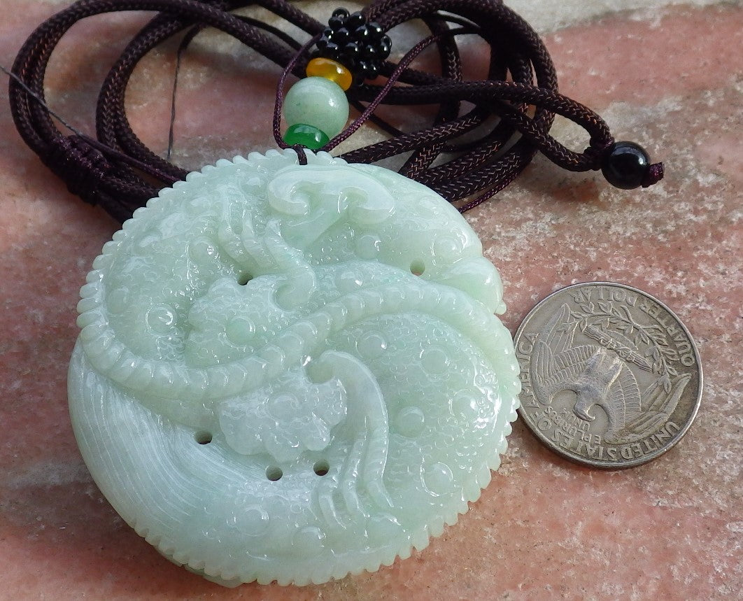 Certified Green Burma 100% Natural A Jade jadeite Pendant Dragon Mouse Rat Peanut Ruyi Necklace 望子成龙 651624 TN