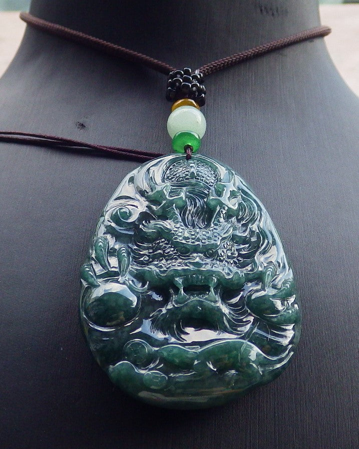 Certified Icy Green Burma 100% Natural A Jade jadeite Pendant Dragon Mouse Rat Coin Necklace 望子成龙 651708 TN