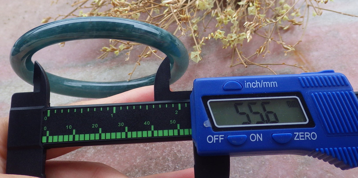 Certified Icy Green Burma 100% Natural A JADE Jadeite Circle Bangle Bracelet 56 mm 手镯 651767 TN