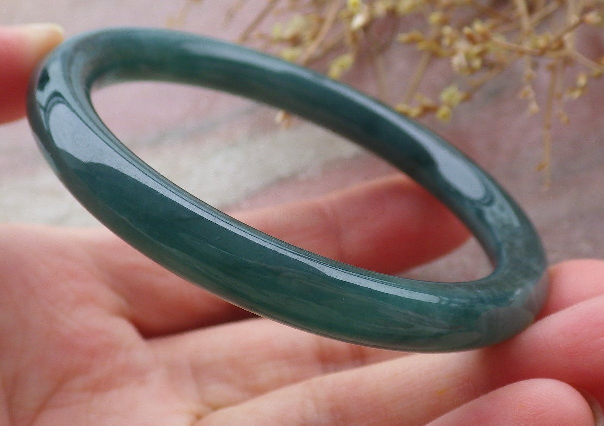 Certified Icy Green Burma 100% Natural A JADE Jadeite Circle Bangle Bracelet 54 mm 手镯 651780 TN