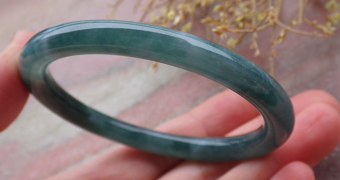 Certified Icy Green Burma 100% Natural A JADE Jadeite Circle Bangle Bracelet 56 mm 手镯 651794 TN