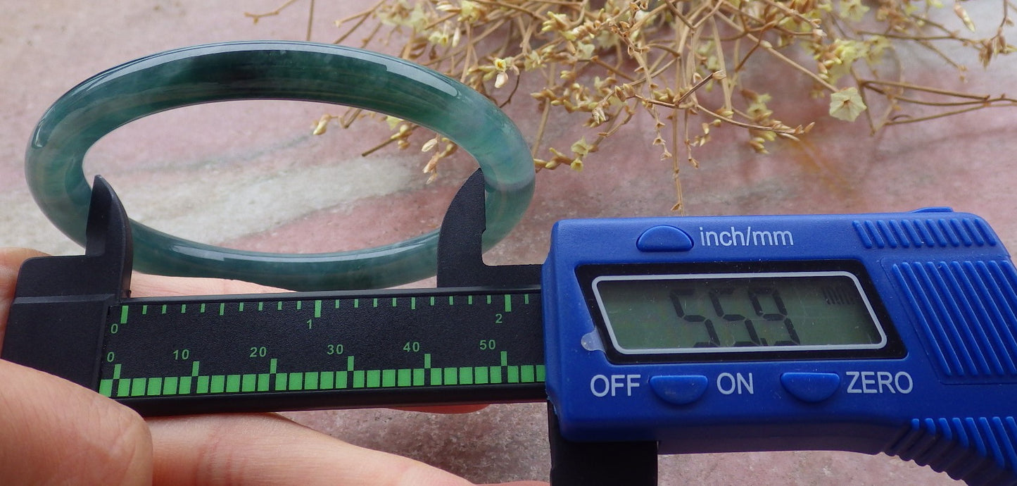Certified Icy Green Burma 100% Natural A JADE Jadeite Circle Bangle Bracelet 56 mm 手镯 651794 TN
