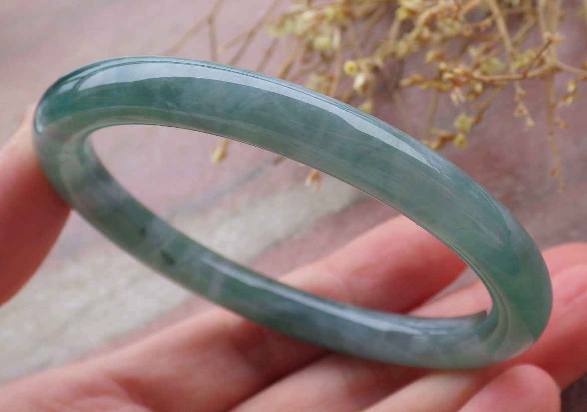 Certified Icy Green Burma 100% Natural A JADE Jadeite Circle Bangle Bracelet 56 mm 手镯 651808 TN
