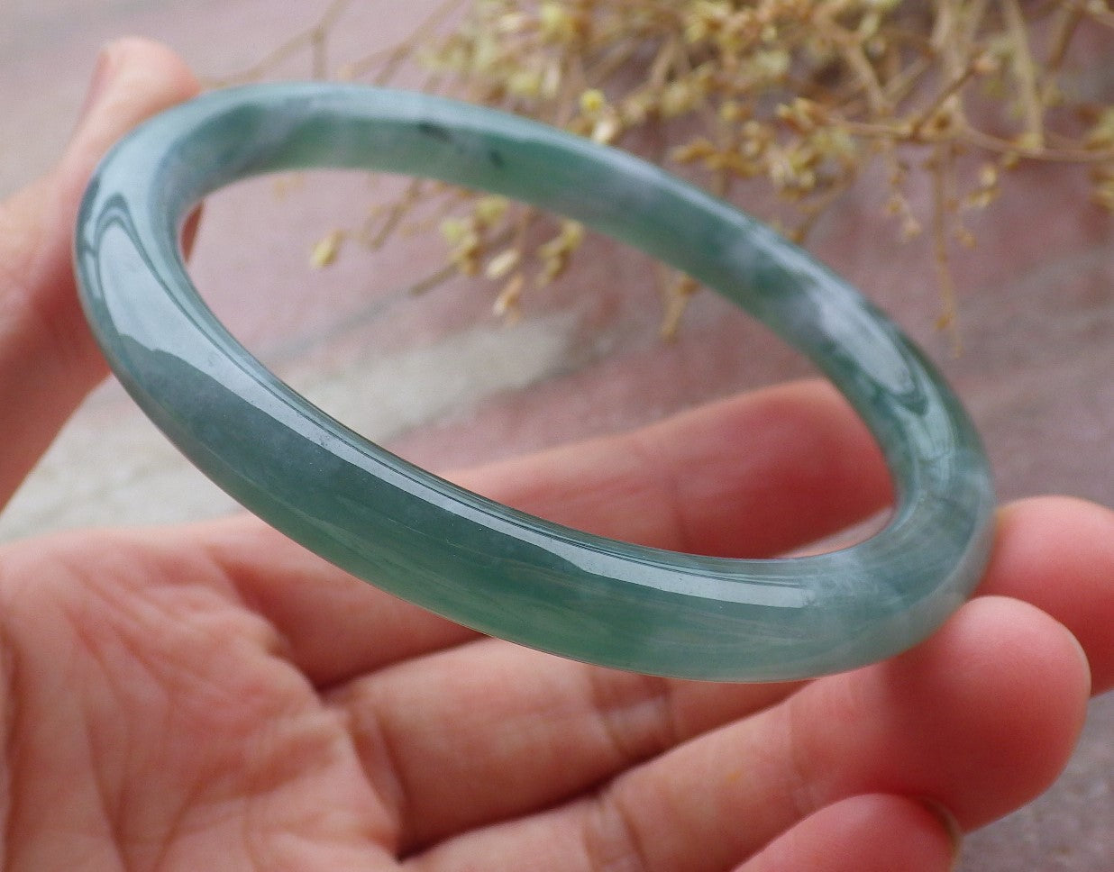 Certified Icy Green Burma 100% Natural A JADE Jadeite Circle Bangle Bracelet 56 mm 手镯 651808 TN