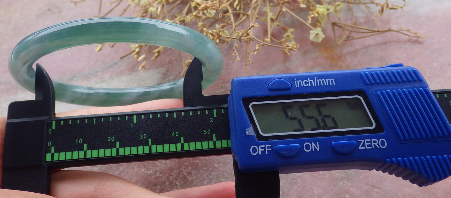 Certified Icy Green Burma 100% Natural A JADE Jadeite Circle Bangle Bracelet 56 mm 手镯 651808 TN
