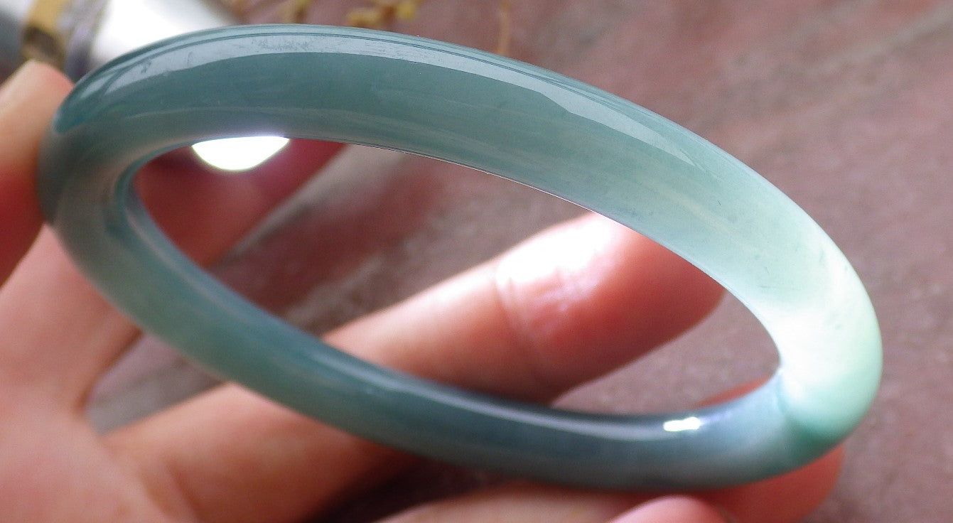 Certified Icy Green Burma 100% Natural A JADE Jadeite Circle Bangle Bracelet 56 mm 手镯 651887 TN