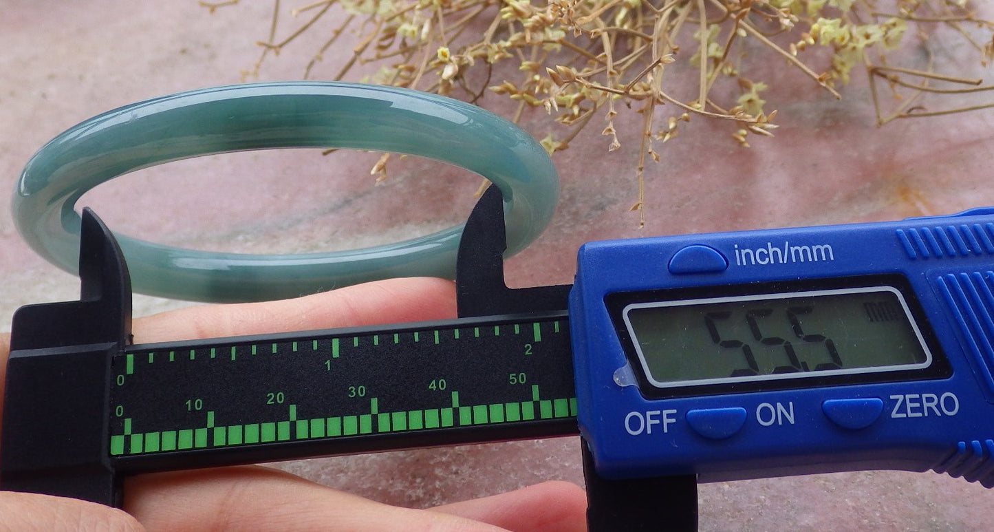 Certified Icy Green Burma 100% Natural A JADE Jadeite Circle Bangle Bracelet 56 mm 手镯 651887 TN