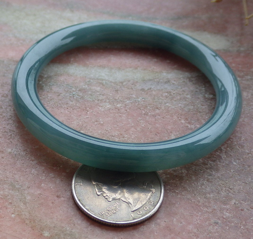 Certified Icy Green Burma 100% Natural A JADE Jadeite Circle Bangle Bracelet 56 mm 手镯 651887 TN