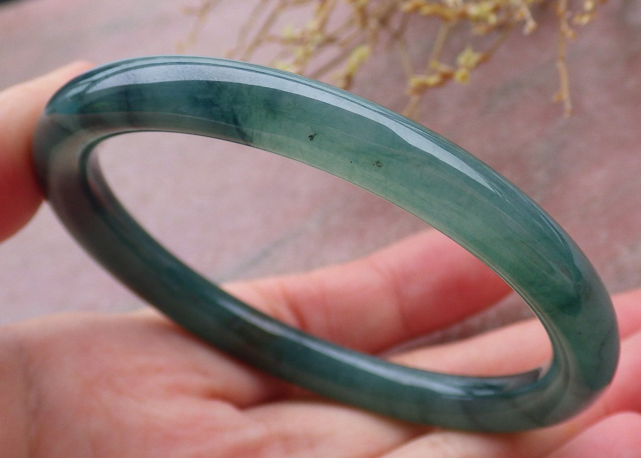 Certified Icy Green Burma 100% Natural A JADE Jadeite Circle Bangle Bracelet 57 mm 手镯 651901 TN