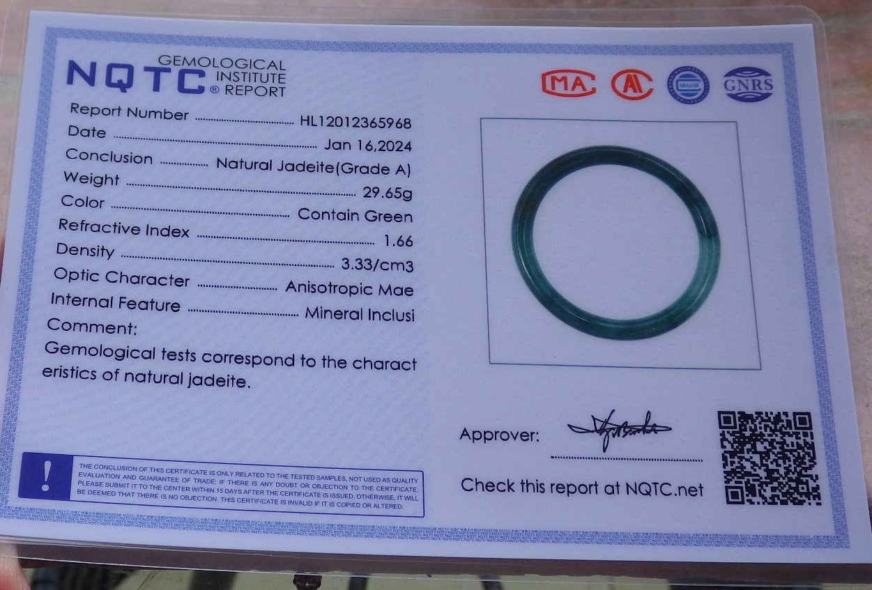 Certified Icy Green Burma 100% Natural A JADE Jadeite Circle Bangle Bracelet 57 mm 手镯 651901 TN