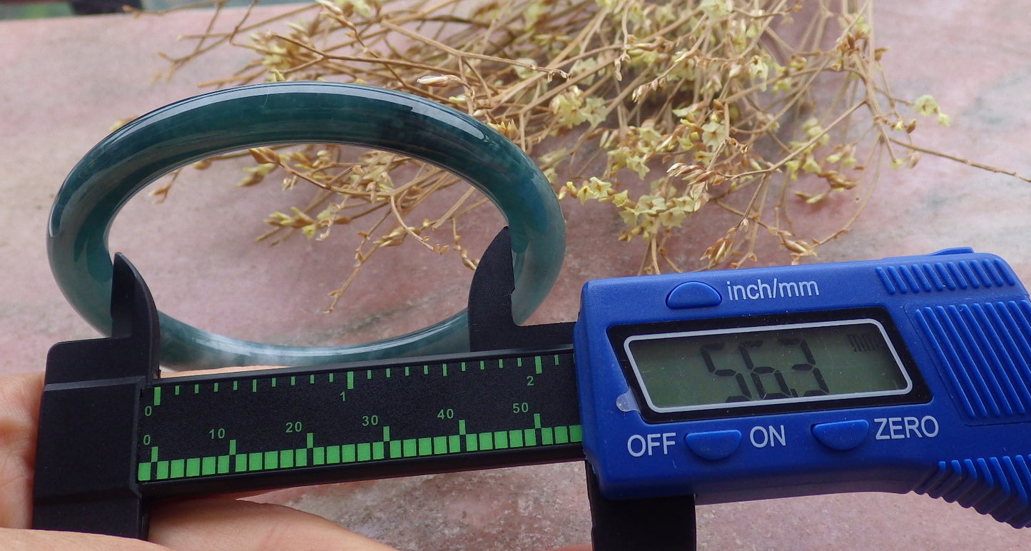 Certified Icy Green Burma 100% Natural A JADE Jadeite Circle Bangle Bracelet 56 mm 手镯 651931 TN