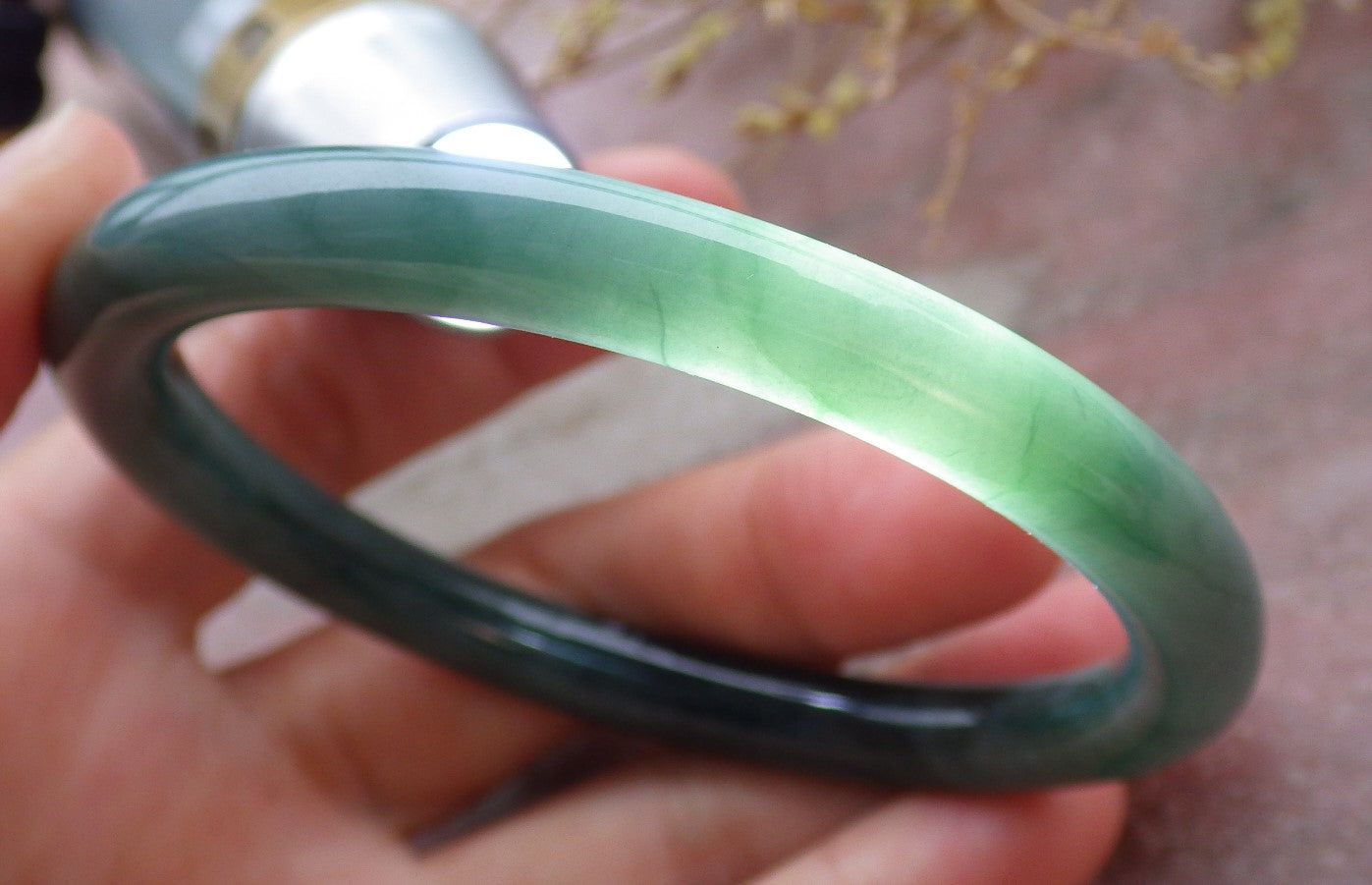 Certified Icy Green Burma 100% Natural A JADE Jadeite Circle Bangle Bracelet 57 mm 手镯 651944 TN