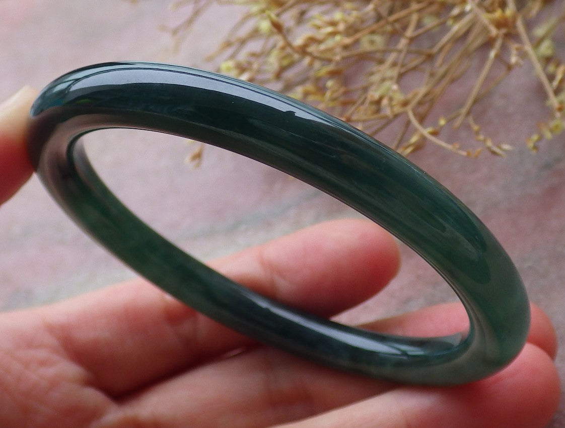 Certified Icy Green Burma 100% Natural A JADE Jadeite Circle Bangle Bracelet 57 mm 手镯 651956 TN