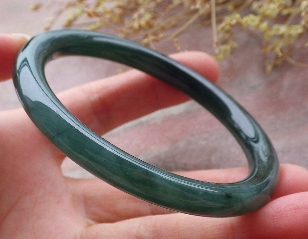 Certified Icy Green Burma 100% Natural A JADE Jadeite Circle Bangle Bracelet 57 mm 手镯 651956 TN