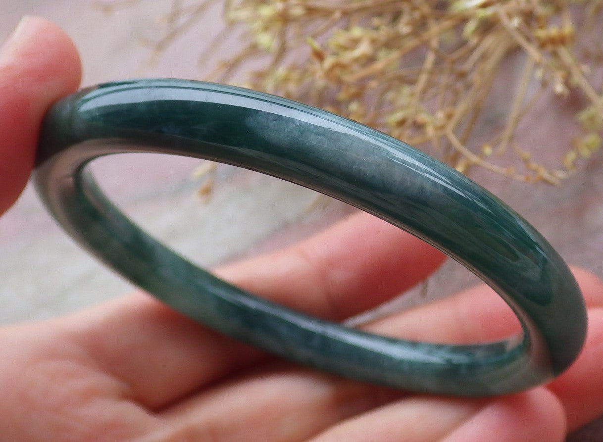 Certified Icy Green Burma 100% Natural A JADE Jadeite Circle Bangle Bracelet 56 mm 手镯 651969 TN