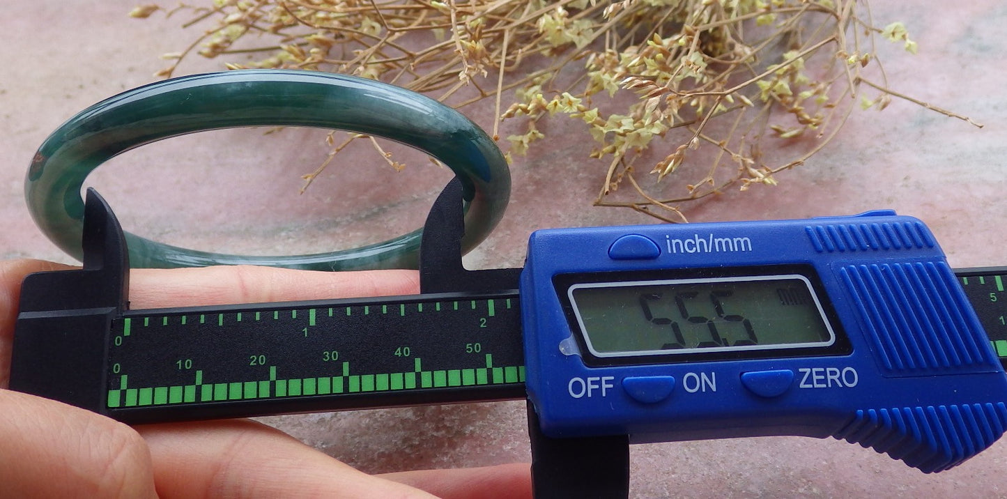 Certified Icy Green Burma 100% Natural A JADE Jadeite Circle Bangle Bracelet 56 mm 手镯 651969 TN