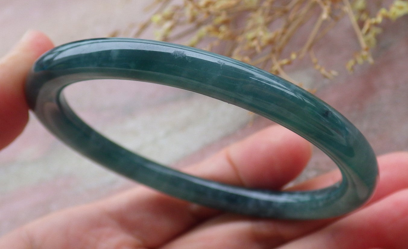 Certified Icy Green Burma 100% Natural A JADE Jadeite Circle Bangle Bracelet 58 mm 手镯 651985 TN