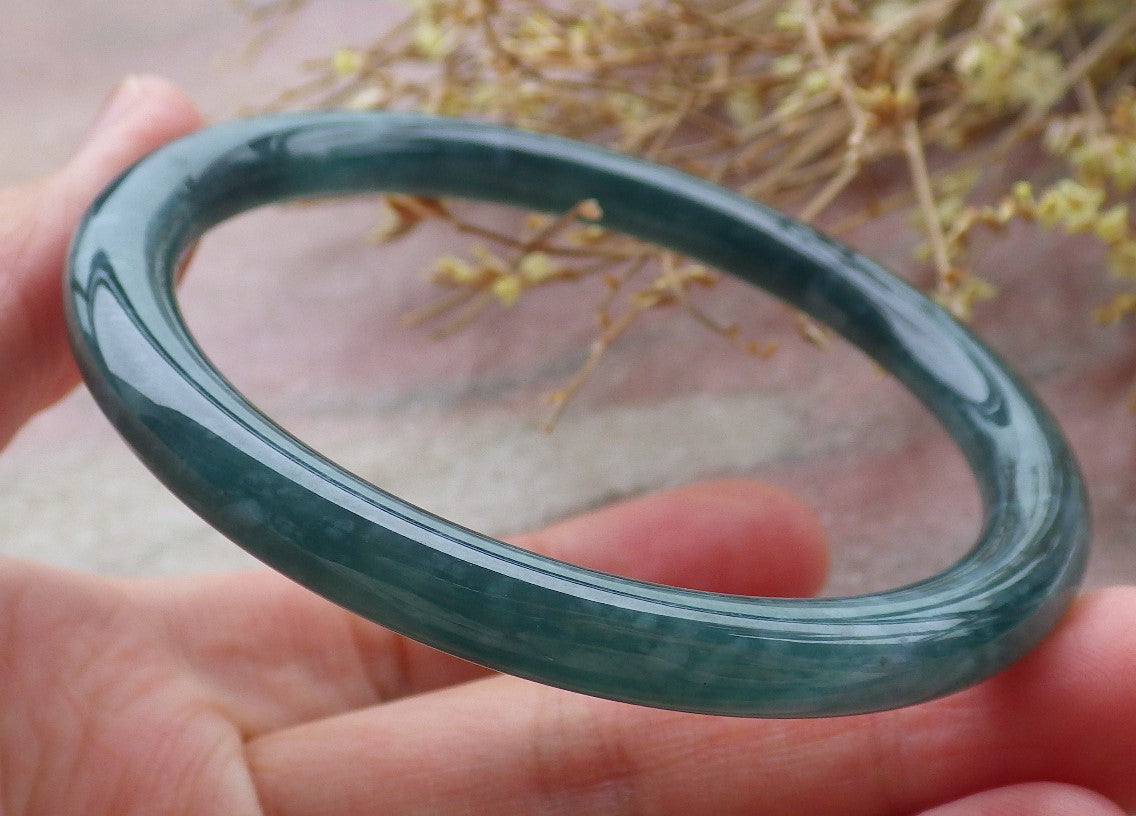 Certified Icy Green Burma 100% Natural A JADE Jadeite Circle Bangle Bracelet 58 mm 手镯 651985 TN