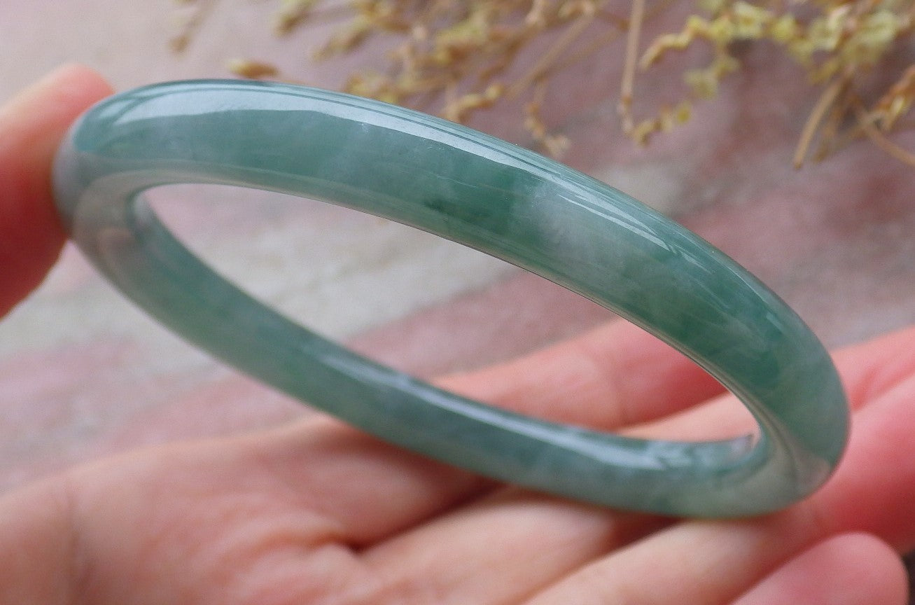 Certified Icy Green Burma 100% Natural A JADE Jadeite Circle Bangle Bracelet 57 mm 手镯 651997 TN