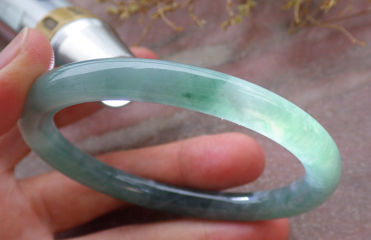 Certified Icy Green Burma 100% Natural A JADE Jadeite Circle Bangle Bracelet 57 mm 手镯 651997 TN