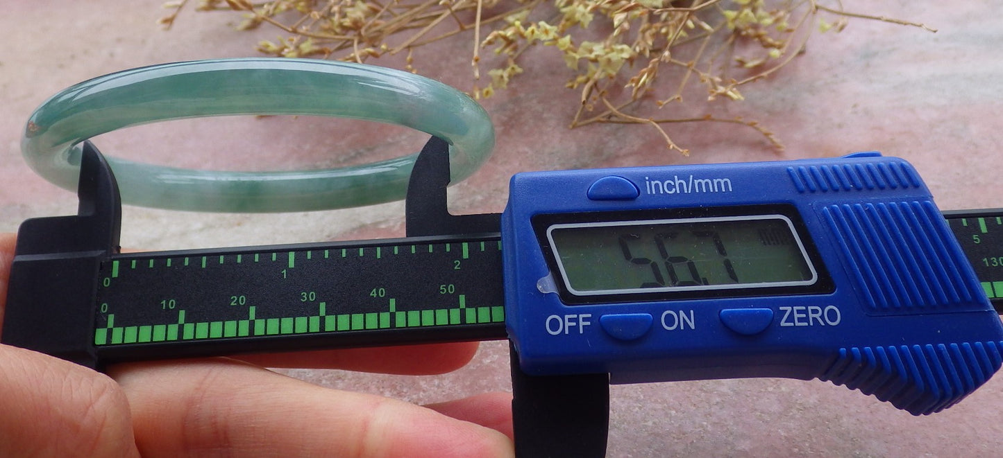 Certified Icy Green Burma 100% Natural A JADE Jadeite Circle Bangle Bracelet 57 mm 手镯 651997 TN