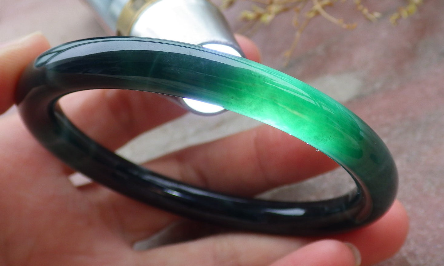 Certified Icy Green Burma 100% Natural A JADE Jadeite Circle Bangle Bracelet 57 mm 手镯 652012 TN