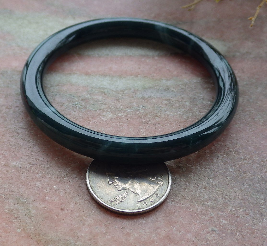 Certified Icy Green Burma 100% Natural A JADE Jadeite Circle Bangle Bracelet 57 mm 手镯 652012 TN