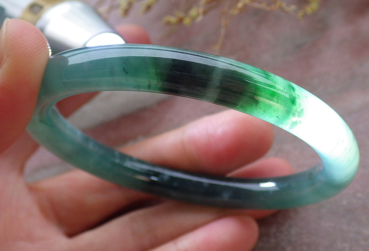 Certified Icy Green Burma 100% Natural A JADE Jadeite Circle Bangle Bracelet 57 mm 手镯 652022 TN